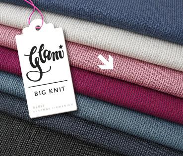 Bio Jacquard Jersey - Big Knit Knit - rosa/bordeaux - GLAM - Hamburger Liebe